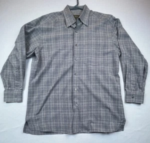 Ermenegildo Zegna Gray Men L Checkered Long Sleeves Cotton Shirt Made In Italy - Picture 1 of 10