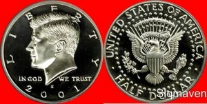 Medio dólar Kennedy 2001 S revestido camafeo profundo gema prueba envío gratuito - Imagen 1 de 1