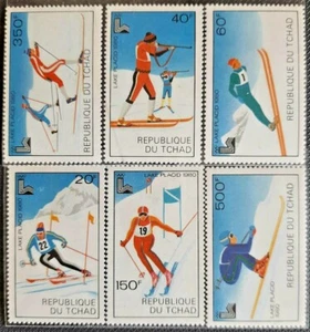 121.CHAD 1980 Francobollo Set/6 Winter Olympics, SPORTS. Nuovo senza Linguella - Foto 1 di 1