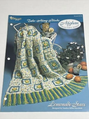 Lemonade Stars Afghan Take Along Blocks Crochet Pattern Card Needlecraft Shop - Image 1 of 4