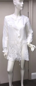 New Eli Tahari £200 White Tunic Top S uk 8 10 Embroidered Beach Coverup Holiday - Picture 1 of 10