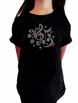 Camiseta Niñas Estrás "Notas Musicales y Estrellas" en Talla 3 a 14 Disponible Foto 1 de 2