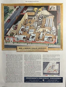 1948 Armstrong Cork Co Lancaster Modern Bakery Picture Flow Chart VTG Print Ad - Picture 1 of 1