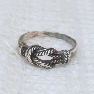 Vintage Sterling Silber 925 Ring Gr. 7 3/4 Unisex gedrehtes Seil Knoten Top Seil Optik - Bild 1 von 8