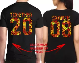 Couple Matching TSHIRT Customized Print TOGETHER SINCE Date Year T Shirt AUTUMN - Picture 1 of 6