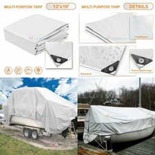 Sunshades Depot 12 X 16 Feet Heavy Duty 10 Mil Waterproof White Poly Tarp