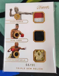 2024 Keepsake Edition Triple Gem Relics CHUCK NORRIS MIKE TYSON Mayweather 68/99 - Picture 1 of 3