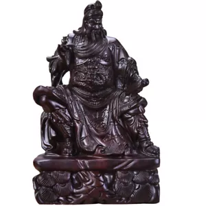 30cm,Ebony Wood Guan Gong Yu sit,China Warrior God Guangong Statue Carved WOODEN - Picture 1 of 8