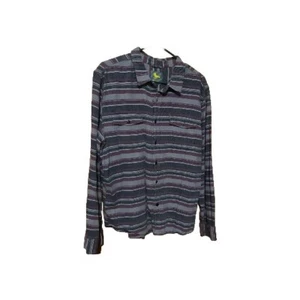 Mens XL Woven Grey Flannel Modern Amusement Long Sleeve Button Up Shirt Pocket - Picture 1 of 10