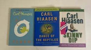 Lot Of 3 Carl Hiaasen Paperback Books: Flush, Dance Of The Reptiles, Skinny Dip - Picture 1 of 6