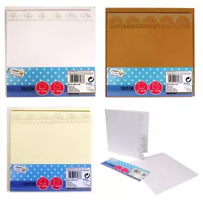 8 x Tarjetas y Sobres en Blanco Borde Decorativo Navidad Tarjetería 15cm 6" Cuadrado - Imagen 1 de 6