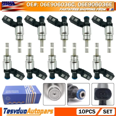 Inyector de combustible 10 piezas 06E906036C para Audi S6 2007-2011 5,2 L S8 2007-2009 5,2 L V10 Foto 1 de 4
