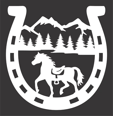 Horse Horseshoe Car Window Decal SUV Truck  RV Tablet Laptop any Flat Surface - Image 1 of 4
