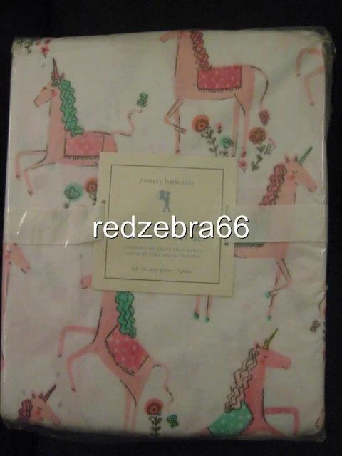 Pottery Barn Kids Unicorn Twin Sheet Pink Magic 3-pc Set Flannel NIP - Image 1 of 1