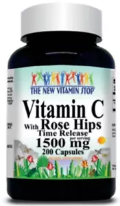 Vitamin C 1500mg with Rosehips Time Release 200 Caps Non GMO/Gluten Free/USA - Picture 1 of 2