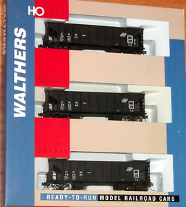 HO WALTHERS 932-34208 BALLAST HOPPER 3-PACK CHICAGO & NORTH WESTERN CNW BLACK - Picture 1 of 1