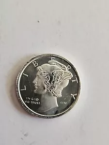 Mercury Dime Design Silver Coin, No Date - 1/10 oz Round .999 Fine Silver (1) - Picture 1 of 2