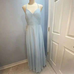 Azazie NWT Aubrey Sky Blue Bridesmaid Dress Formal Gown Custom Size Soft Pastel - Picture 1 of 10
