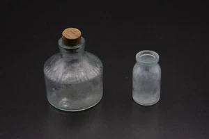 Vintage Pharmacy Jars Glass Bottle Apothecary Containers Set 2 pcs - Picture 1 of 12