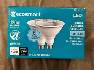 EcoSmart LED PAR38 Motion Sensor Flood Light Bulb 120W Uses 13W Pack of 2 - Picture 1 of 3