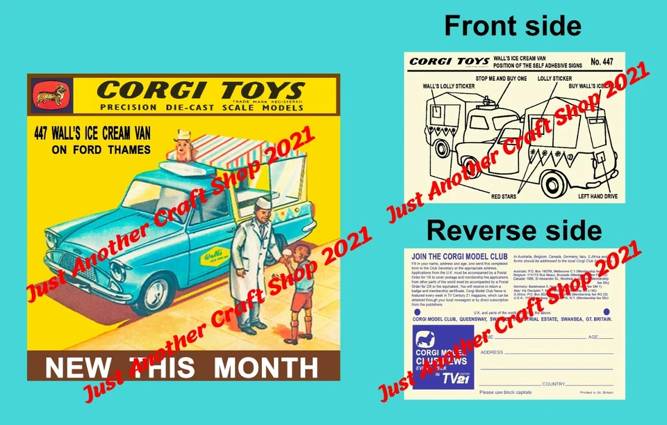 Corgi Toys 447 Walls Ice Cream Van Instruction Leaflet Poster Shop Display Sign - Image 1 of 1