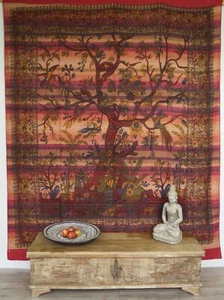 Boho-Style Wandbehang, indische Tagesdecke / Bettüberwurf Lebensbaum / Tree - Bild 1 von 1