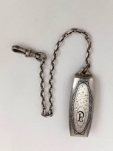 Vintage Hickok Sterling Beltogram Art Deco Initial ? 5 1/2" Pocket Watch Chain - Picture 1 of 4