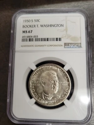 Washington (Booker T.) Commemorative Silver Dollar 1950-S MS67 NGC HIGH GRADE - Image 1 of 4