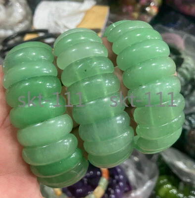 "Brazalete curativo de piedras preciosas de jade aventurina verde nefrita natural de 10 * 24 mm 7,5""" Foto 1 de 4