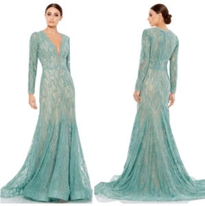 Vestido Mac Duggal 79291 Sirena Ilusión en Verde Salvia 10 - Imagen 1 de 8