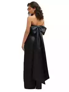 Alfred Sung Black Strapless Bow Back Satin Column Gown Size 18 $289 D856 - Picture 1 of 2