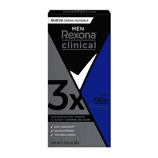 Rexona Clinical Clean en Crema para Caballero 58 g - Imagem 1 de 1