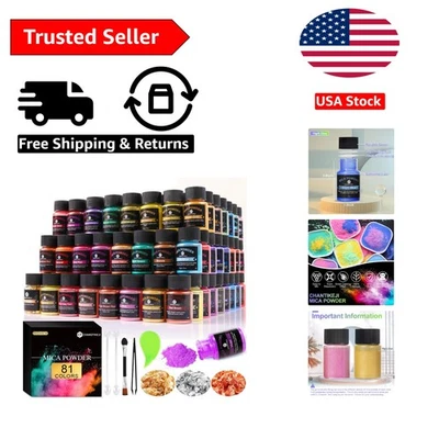 Eco-Friendly Mica Powder Set - 81 Colors, 10g Each for Creative Arts & Crafts - Image 1 of 4