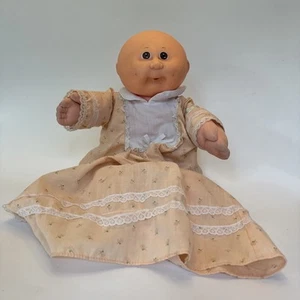 1985 CABBAGE PATCH Preemie Doll - Bald - Brown Eyes - Dimples - Peach CPK Gown - Picture 1 of 12