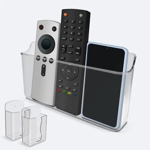 Wall Mounted Remote Control Holder Set, 3 Pack Self Adhesive Clear,Gray Black - Imagen 1 de 9