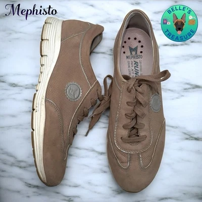 Mephisto Yael Mujer Tenis 8.5 Cuero Taupe Atlético Correr Zapatos con Cordones Foto 1 de 4