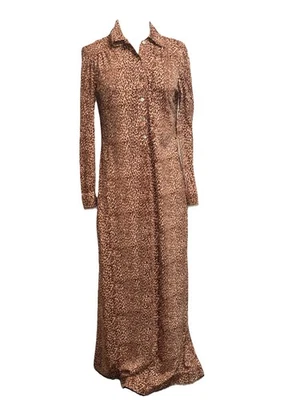 Vtg 1960s Leslie Faye 3/4 Button Maxi Long Sleeve Cheetah Print Sz Small - Image 1 of 4
