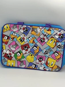 Vintage 1997 Looney Tunes Zipper Bag School Bag Laptop Bag Overnight Warner Bros - Picture 1 of 18