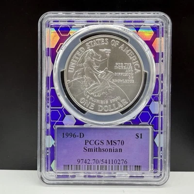1996 D Smithsonian Commemorative Silver Dollar NGC MS70 TraderBea Purple Core - Image 1 of 4