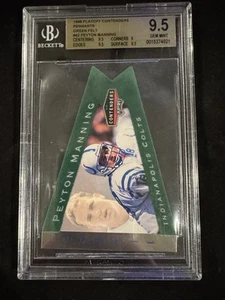 Peyton Manning BGS 9.5 1998 Playoff Contenders Pennants Green Felt Rookie Rc - Picture 1 of 2