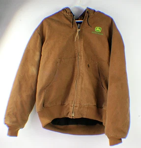 Chaqueta activa de algodón con capucha cremallera logotipo Carhart John Deere talla grande en muy buena condición - Imagen 1 de 10
