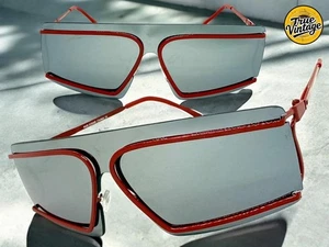Futuristic Modern True Vintage Retro Shield Party Raver DJ SUNGLASSES Red Frame - Picture 1 of 7