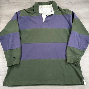 Vintage LL Bean Rugby Shirt Herren Large Grün Gestreift Langarm Distressed - Bild 1 von 11