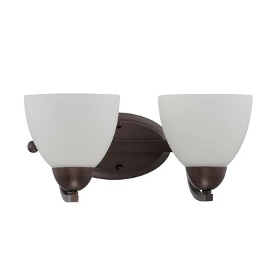 Sunset Lighting 2-Light Preston 100W Wall Sconce Provincial Bronze Opal Etched G - Image 1 of 2