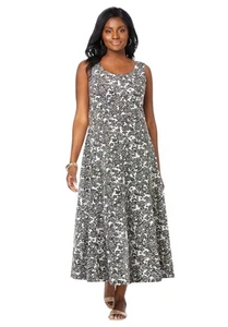 Jessica London Women's Plus Size Stretch Cotton Tank Maxi Dress - Picture 1 of 30