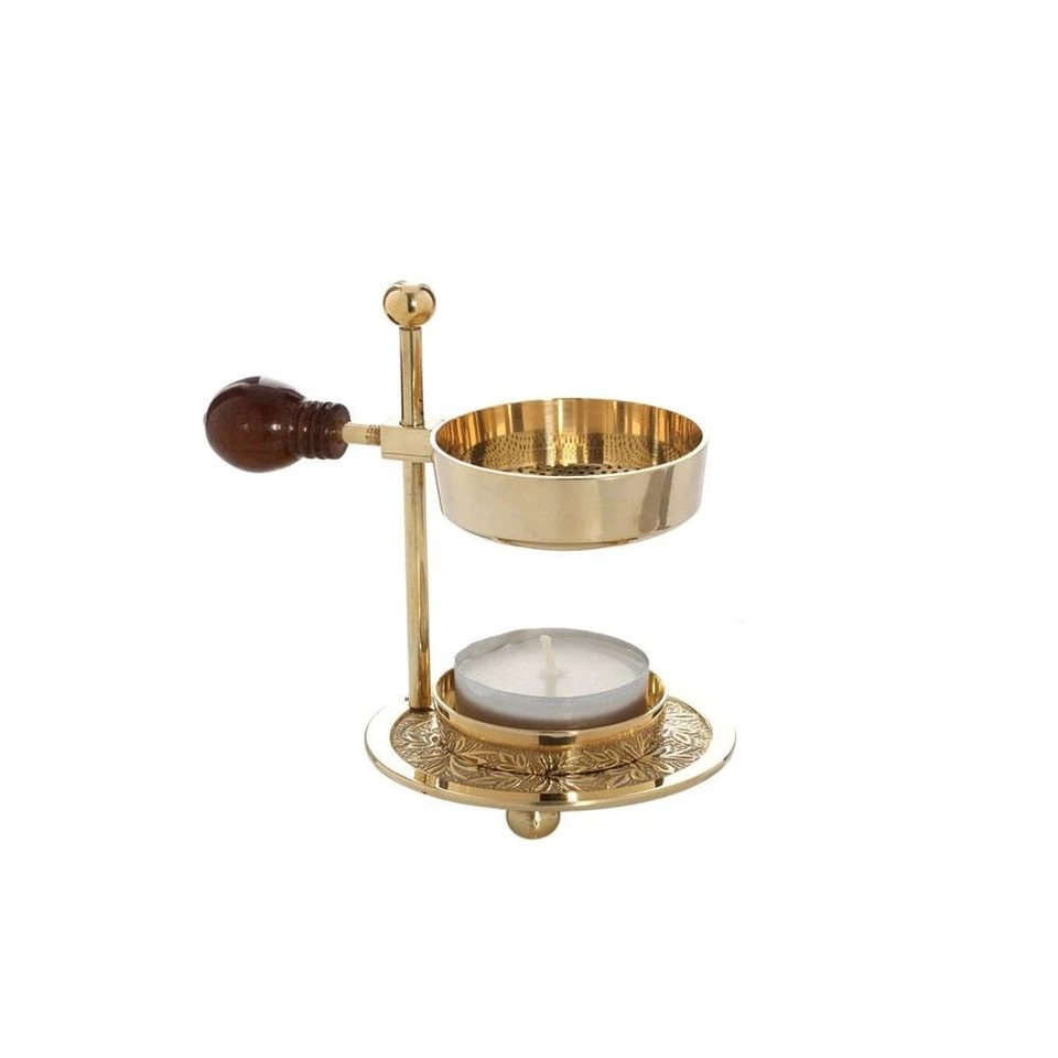 Adjustible brass Incense Burner with wooden handle home thurible handmade 1601 - Image 1 of 1