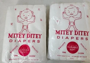 Vintage Mitey Ditey Cloth Diapers 2 dozen New in Package 27x26 durable soft - Picture 1 of 1