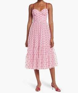 Vestido midi de malla con estampado de corazón metálico para mujer Betsey Johnson en rosa talla 8 $149 - Imagen 1 de 6