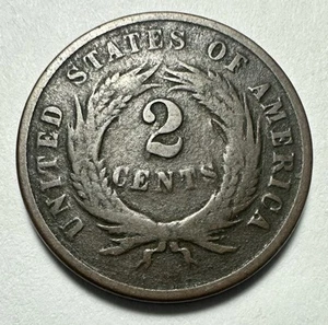 1865 Two Cent 2C US Coin - Picture 1 of 2