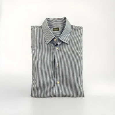 CAMISA DE VESTIR ARMANI COLLEZIONI PARA HOMBRE AZUL A RAYAS 16.5/42 100% ALGODÓN *LEER* Foto 1 de 4